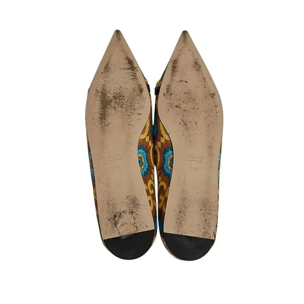 Gucci Liberty Horsebit GG Logo Ballet Flat Chain Strap Canvas Multicolor EU 37.5